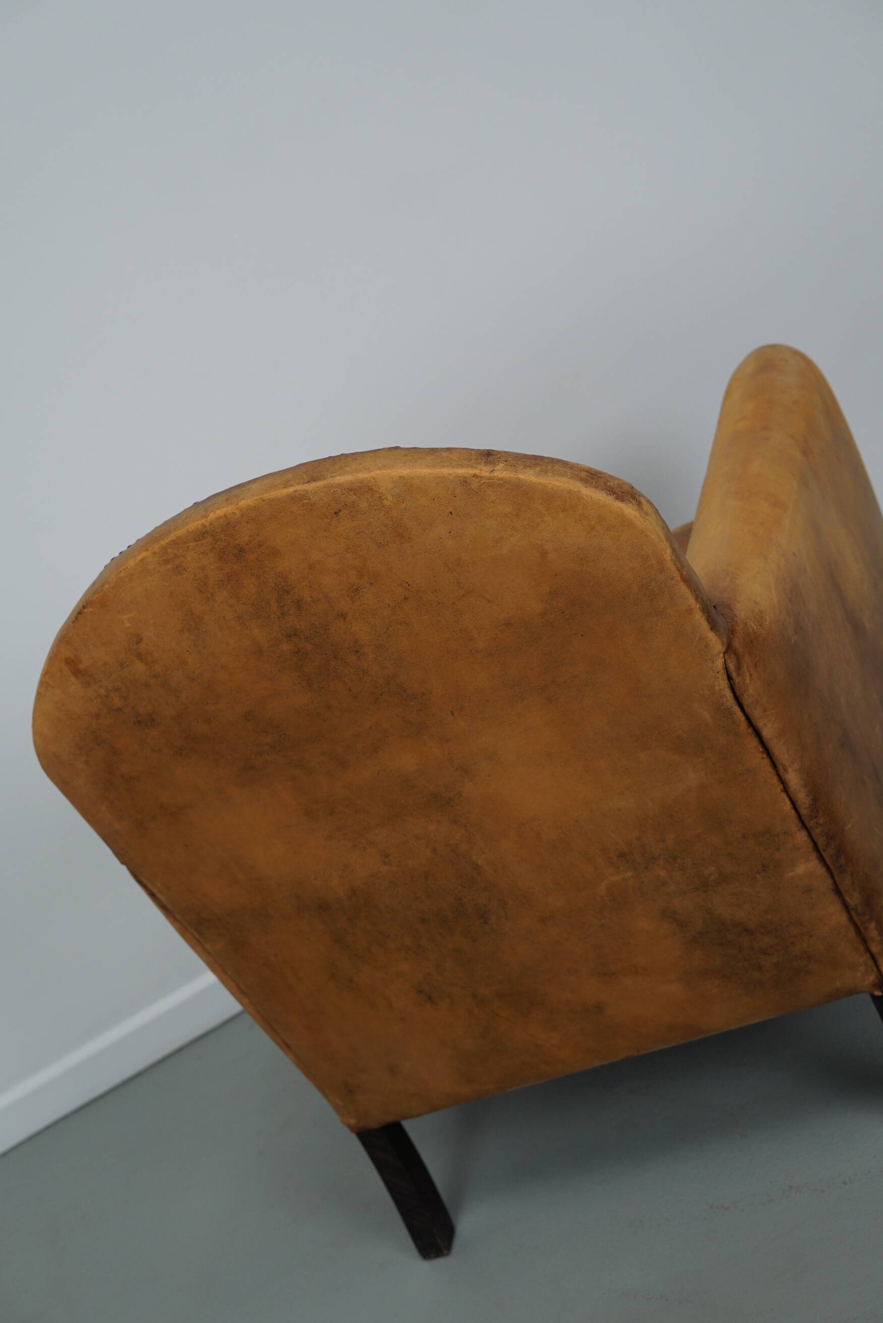 Vintage Dutch cognac coloured leather club chair