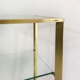 Pierre Vandel Gold étagère On Wheels 1970s Mid Century Hollywood Regency Shelving