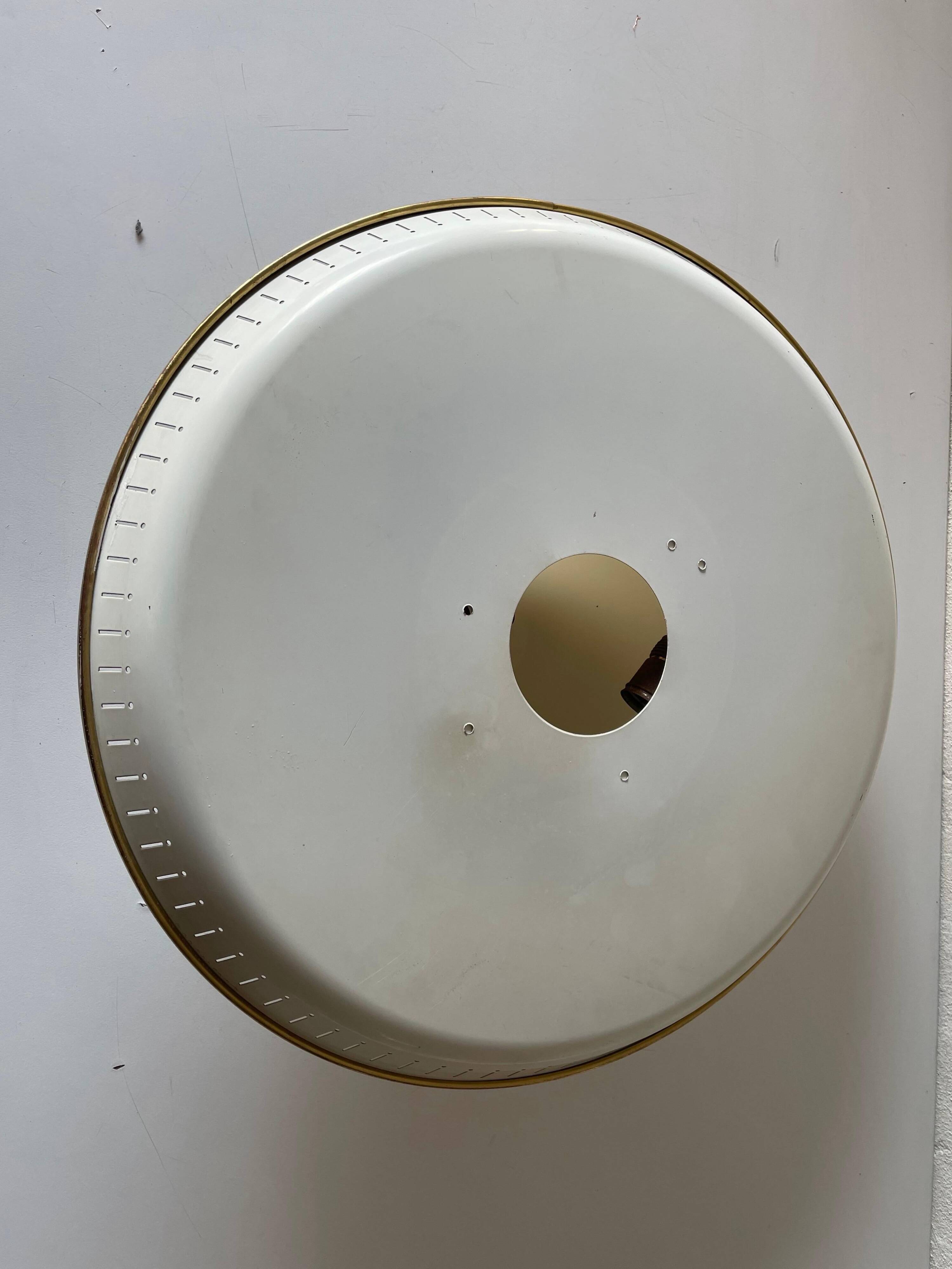 Brass disc and glass clip lamp from the mid-century by Hillebrand, 1950s, Germany.