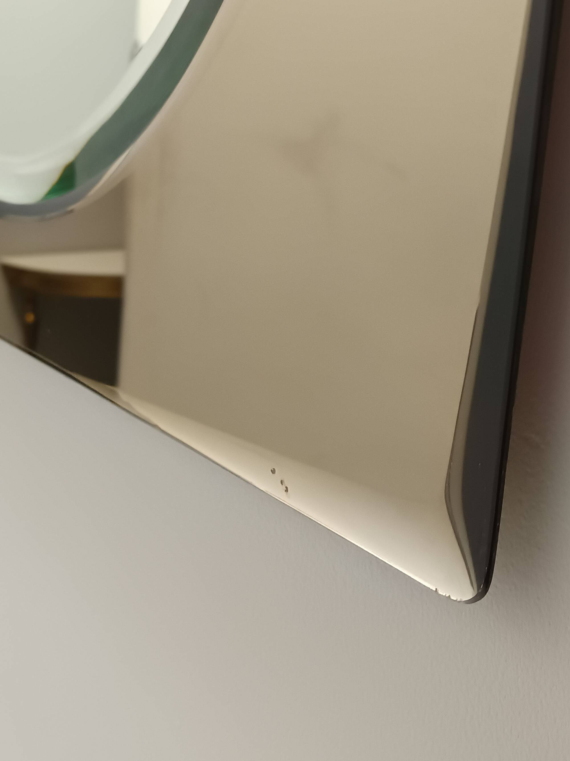 Postmodern Square Beige Wall Mirror with a Beveled Glass, Italy