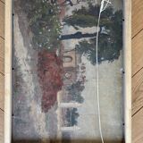 The cornice, marine in oil on wood, early 20th century.