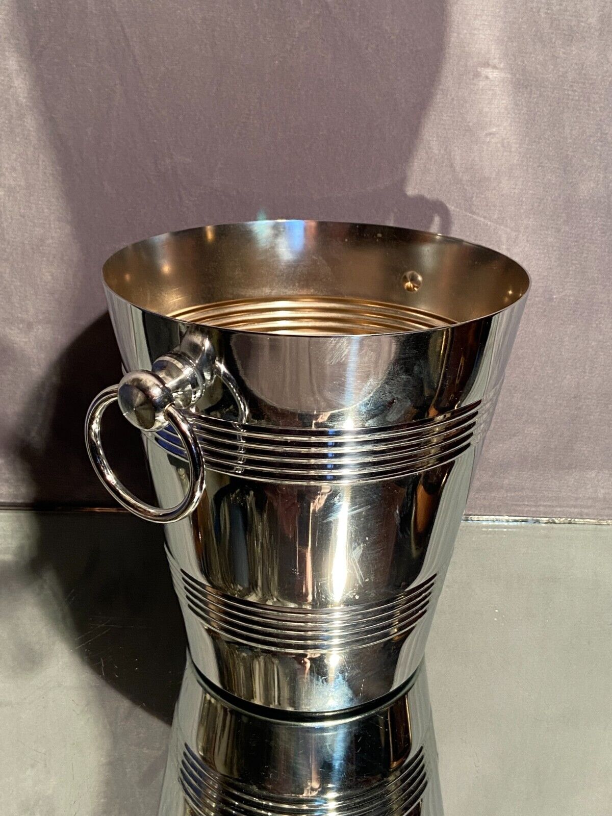 Champagne bucket with stainless steel handles