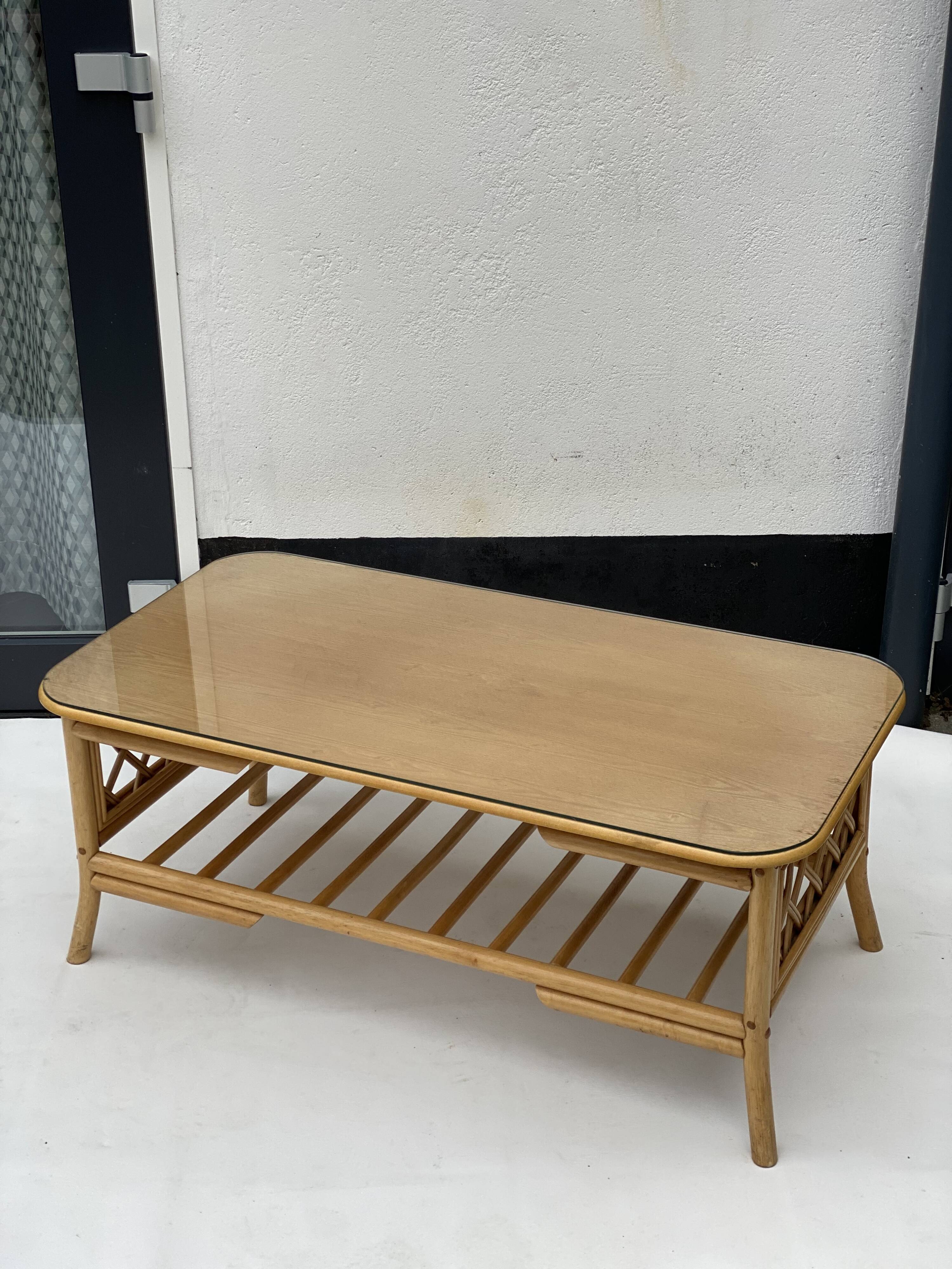 Bamboo Coffee Table with Pine Wood Top