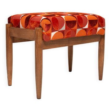 Vintage red and orange mid-century stool, Edmund Homa, 1960s
