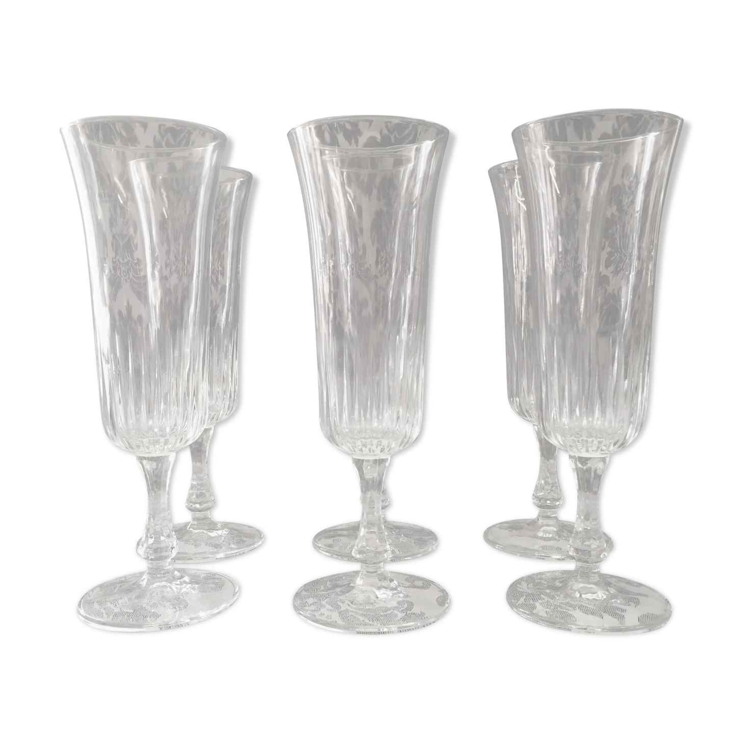 Champagne pressed molded glass flutes