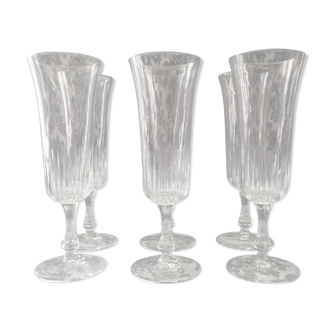 Champagne pressed molded glass flutes