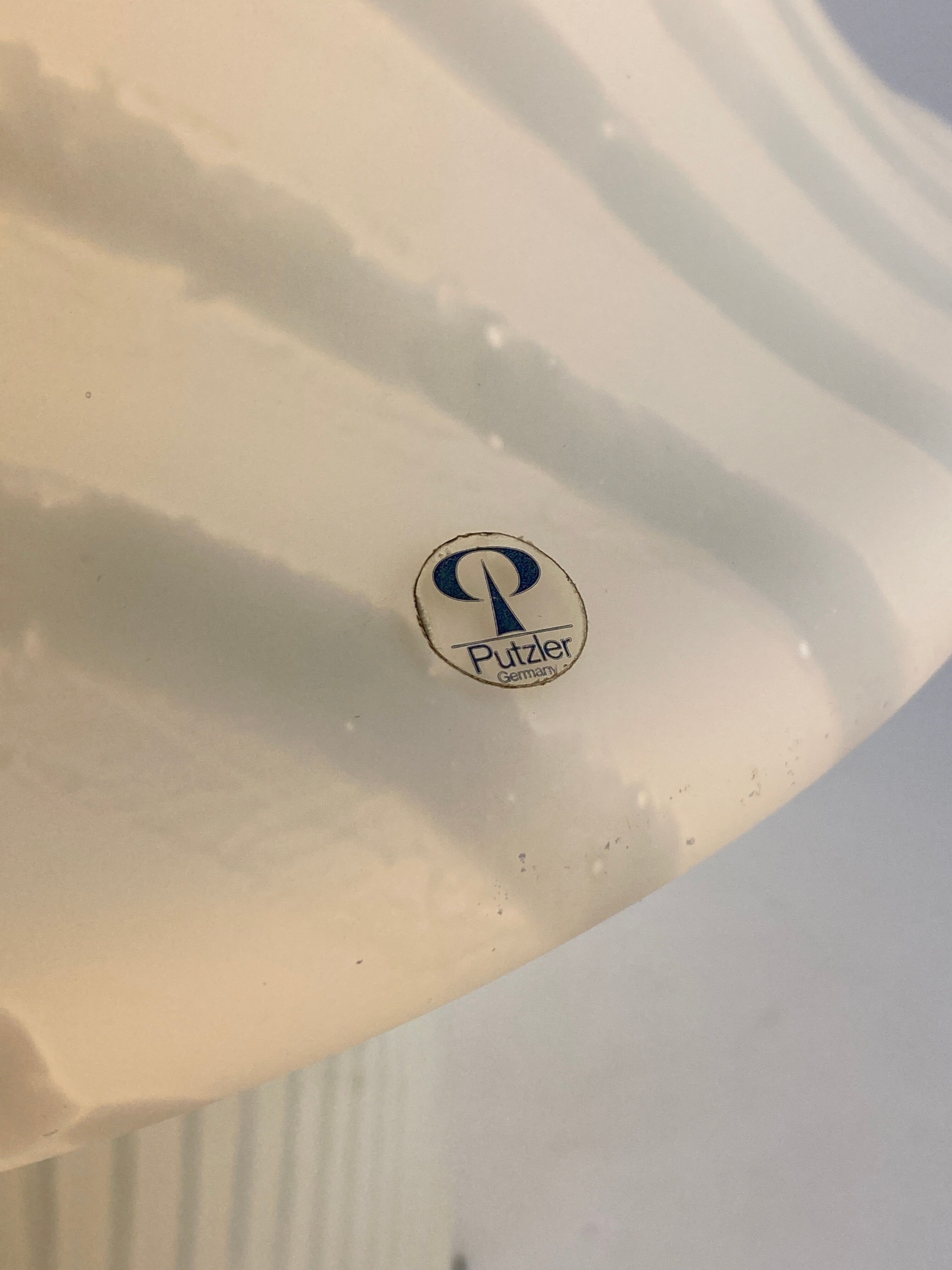 White glass Peill and Putzler mushroom table lamp XL