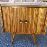 Bedside night table design 1960 vintage Scandinavian feet compass