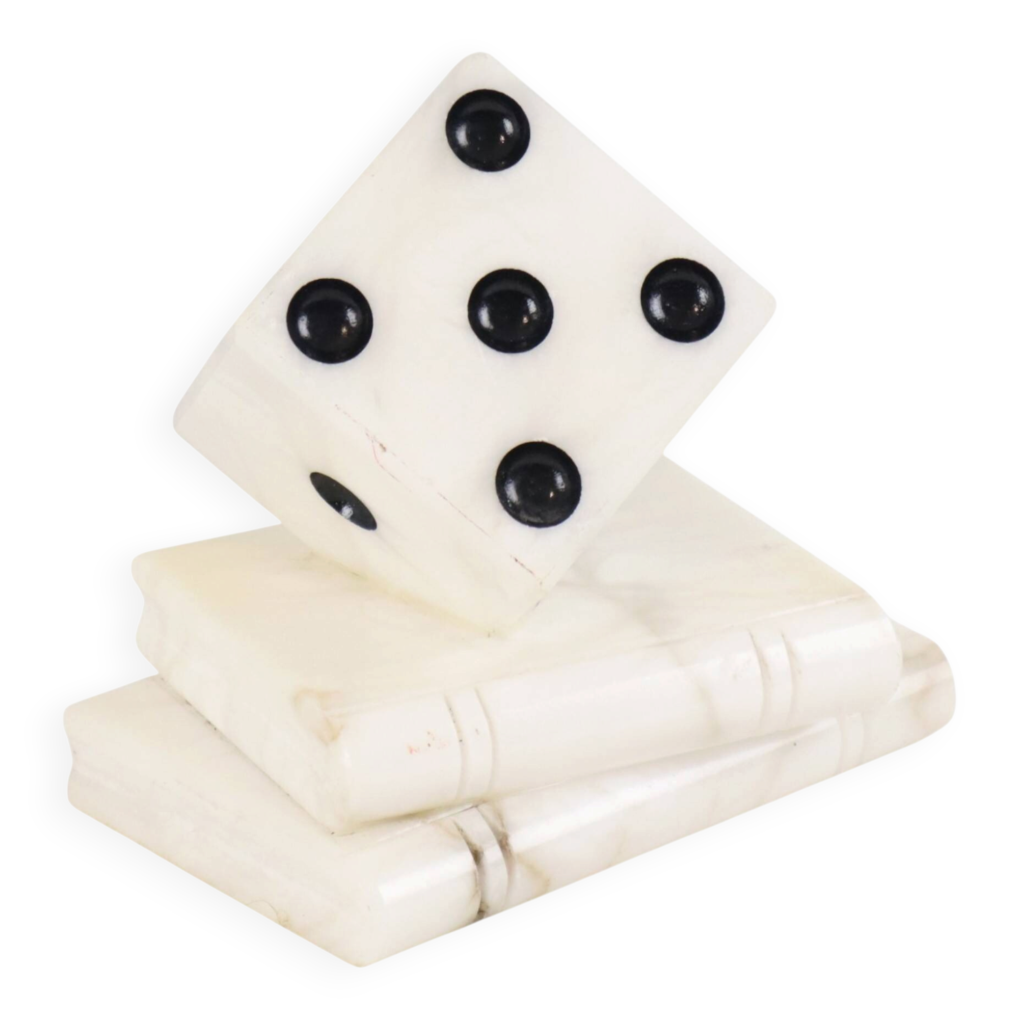 Vintage Alabaster Dice Paperweight Figurine 15cm