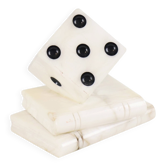 Vintage Alabaster Dice Paperweight Figurine 15cm