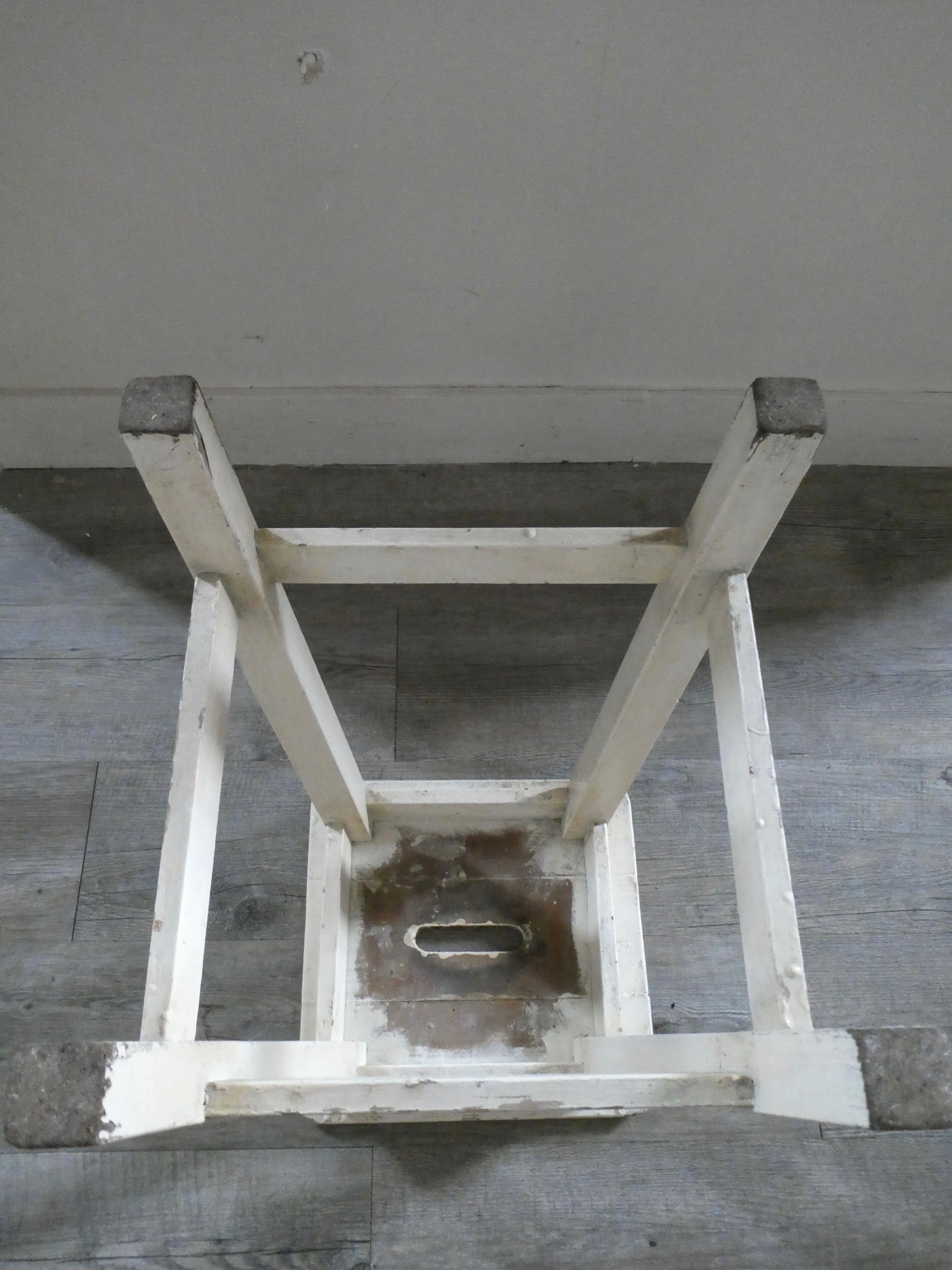 Original patina wooden handle stool