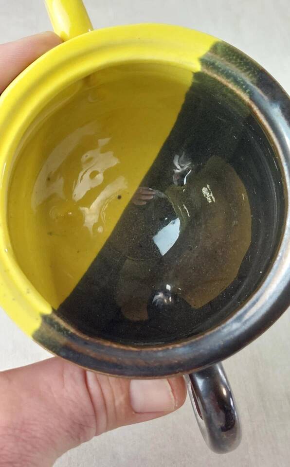 Antique sugar bowl, two-tone ceramic, Luc Lucchesi, from Vallauris