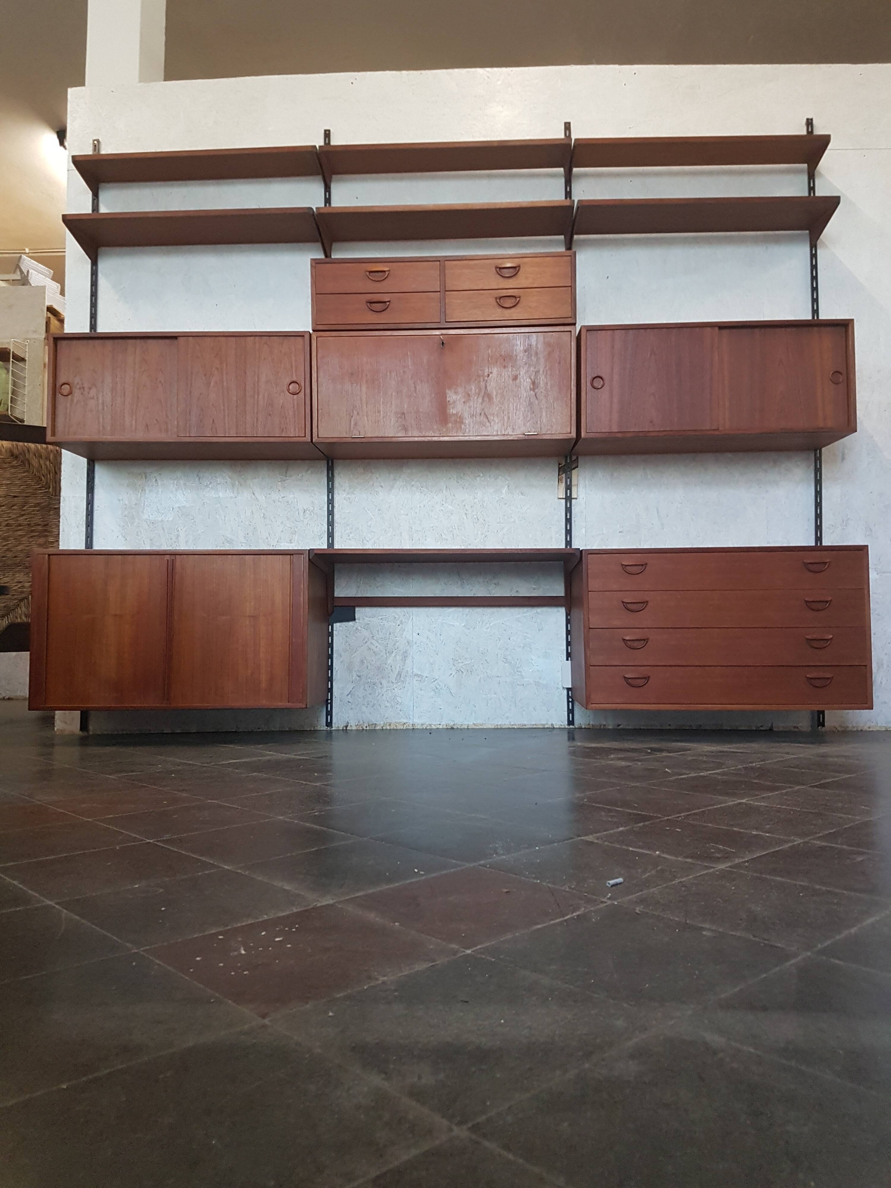 Vintage Kai Kristiansen XL teak shelving, wall unit