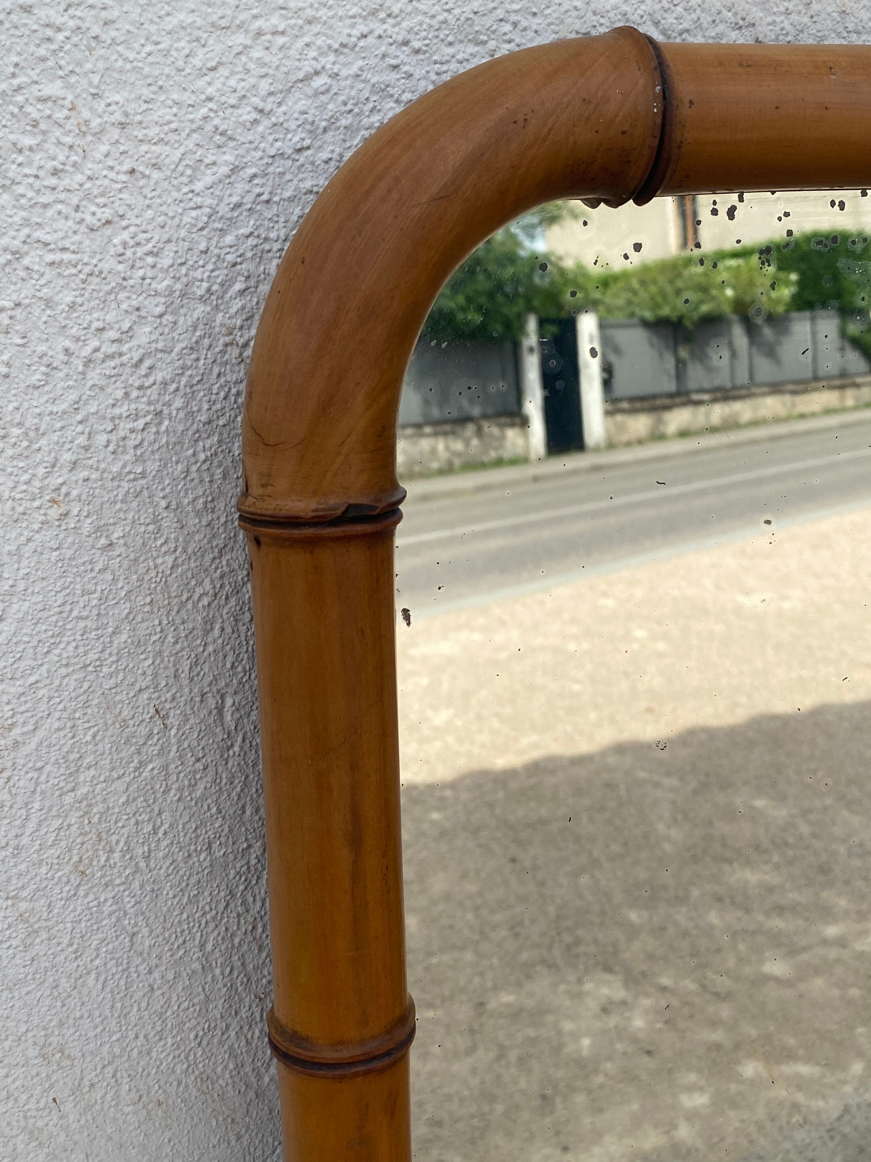 Wooden mirror imitation old bamboo