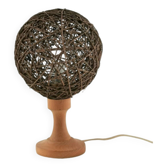 Lampe vintage boule osier design 80's