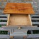 Renovated antique bedside table – Greige Galuchat, wooden top – houseboat style