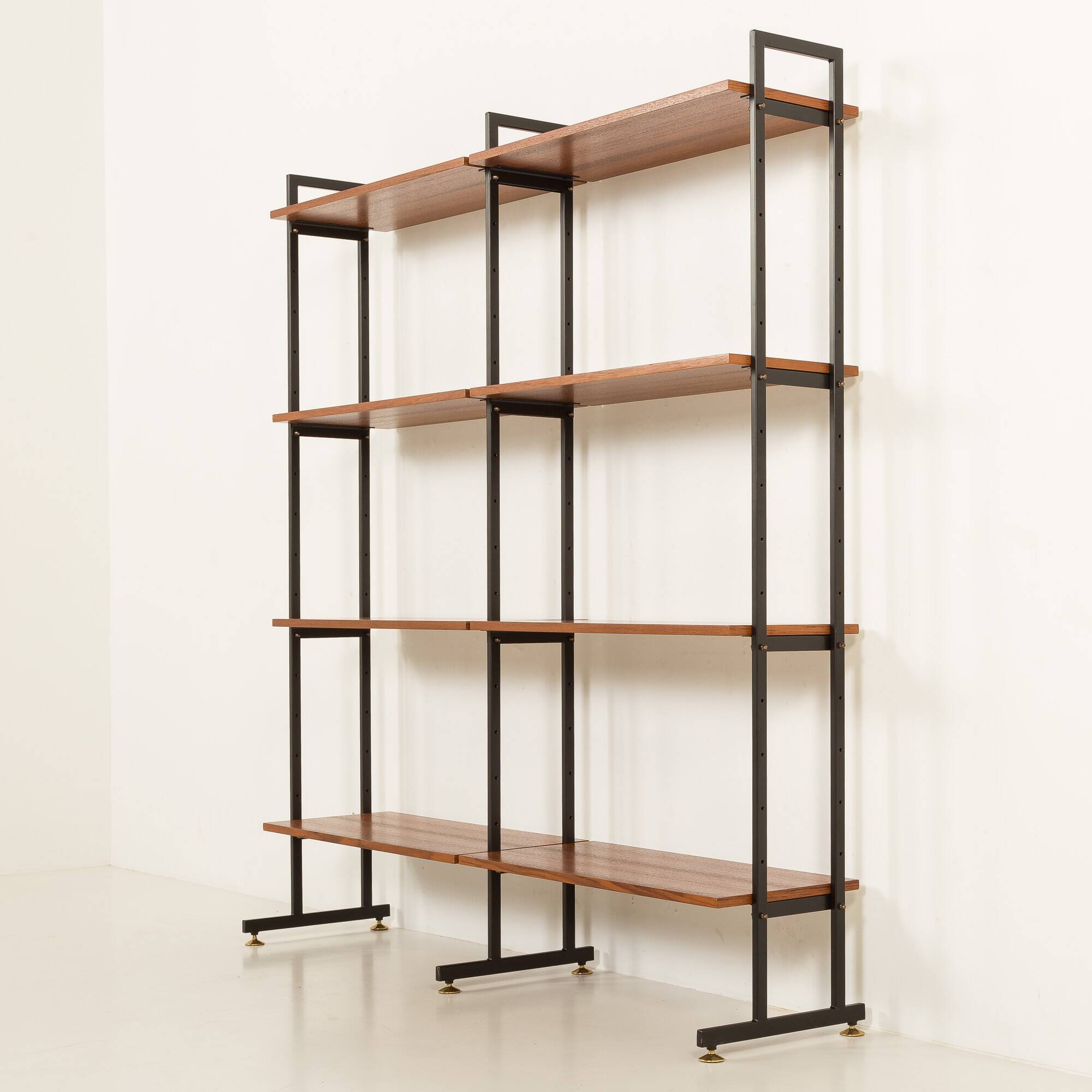 Italian free standing shelving unit or room divider in teak, 1970s