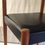 Chaise style scandinave en bois et similicuir - années 60/70
