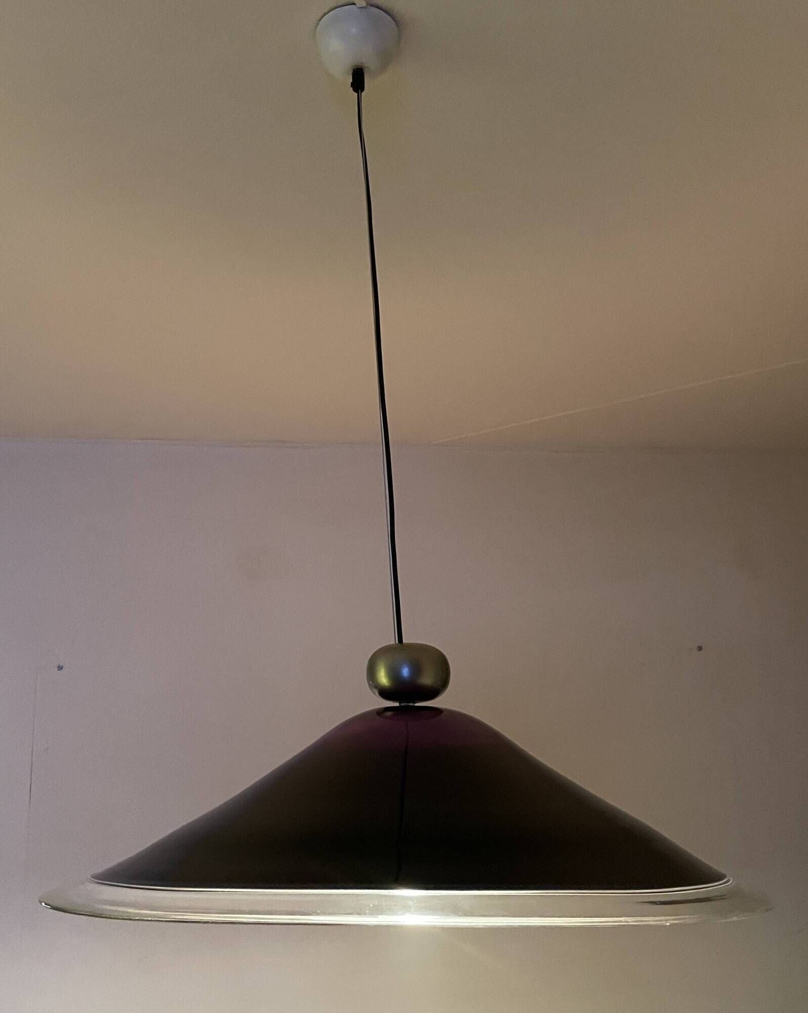 Leucos Murano glass, large round pendant lamp by Renato Toso, model Melania