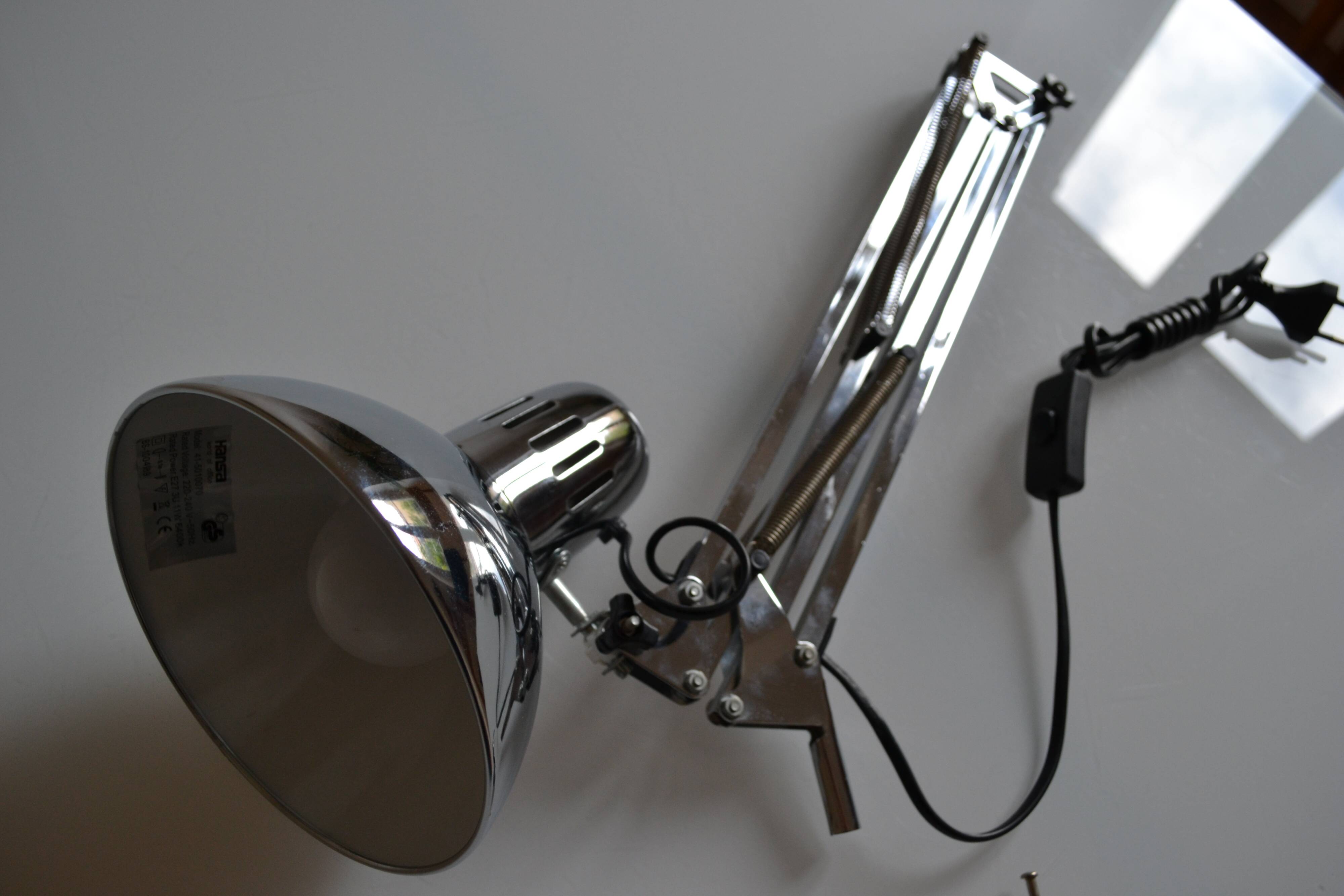 Articulated architect lamp with vintage clip, 90s, chrome metal
