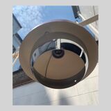 Trio of vintage burgundy and chrome pendant lamps