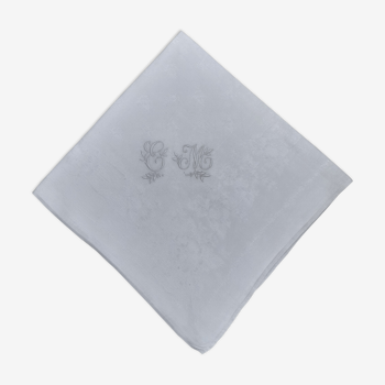 Monogrammed damask napkin "EM"