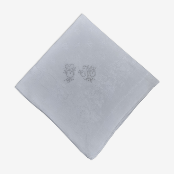 Serviette de table damassée monogrammée "EM"