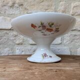 Ancien plat de service compotier sur piédouche en porcelaine de Limoges