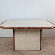 Travertine and marble coffee table