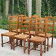6 solid oak and straw chairs with high backs
