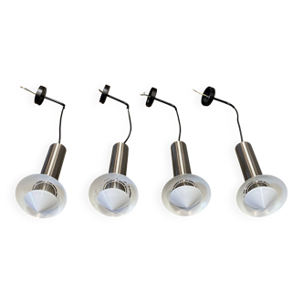 Set of 4 modular wall lights, 1960s design.