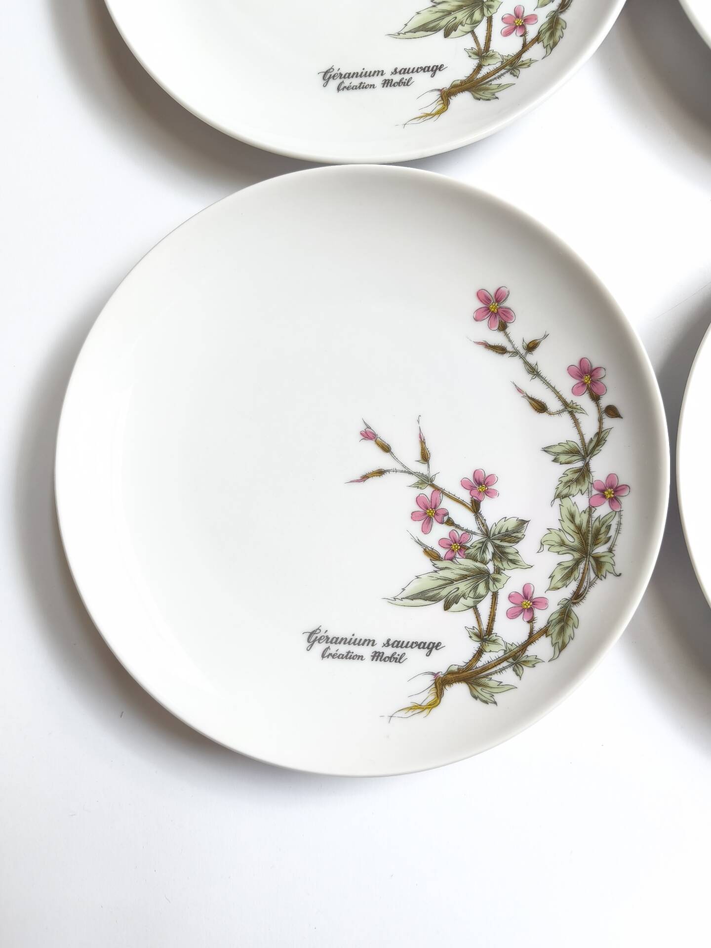 Lot de 6 assiettes à dessert de Bavière mobil décor fleurs roses