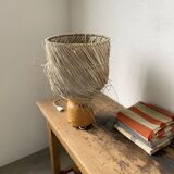 50s wood and straw lamp