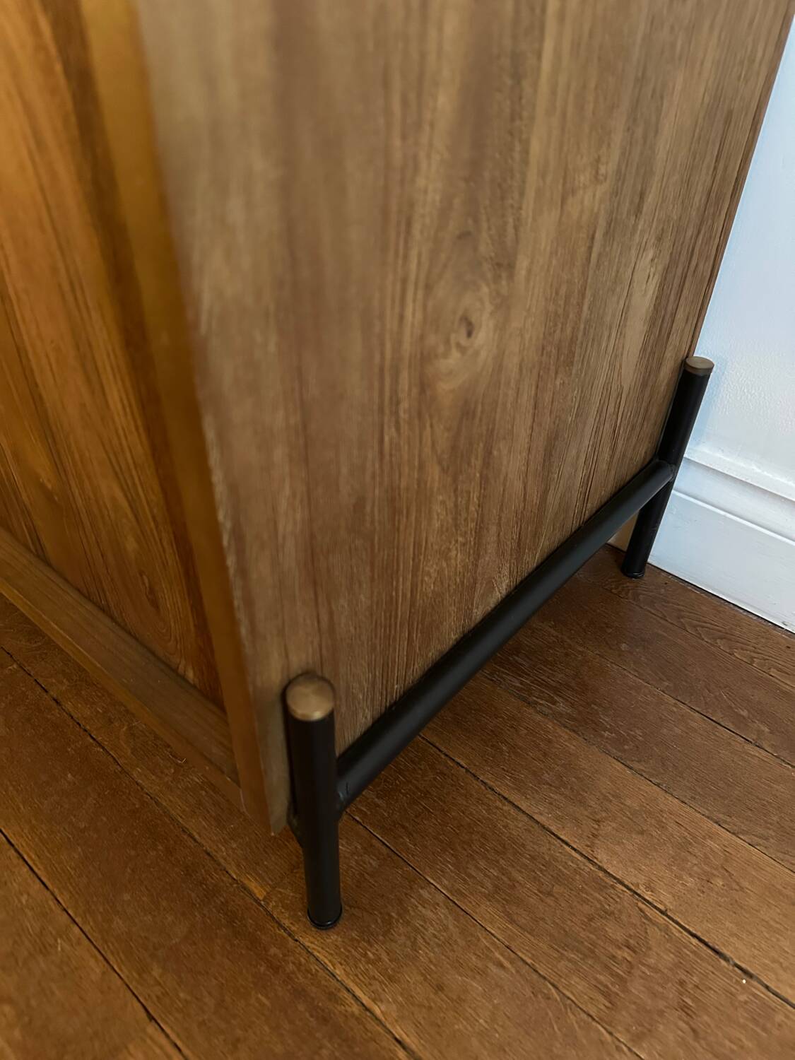 Sideboard made from recycled teak and metal legs