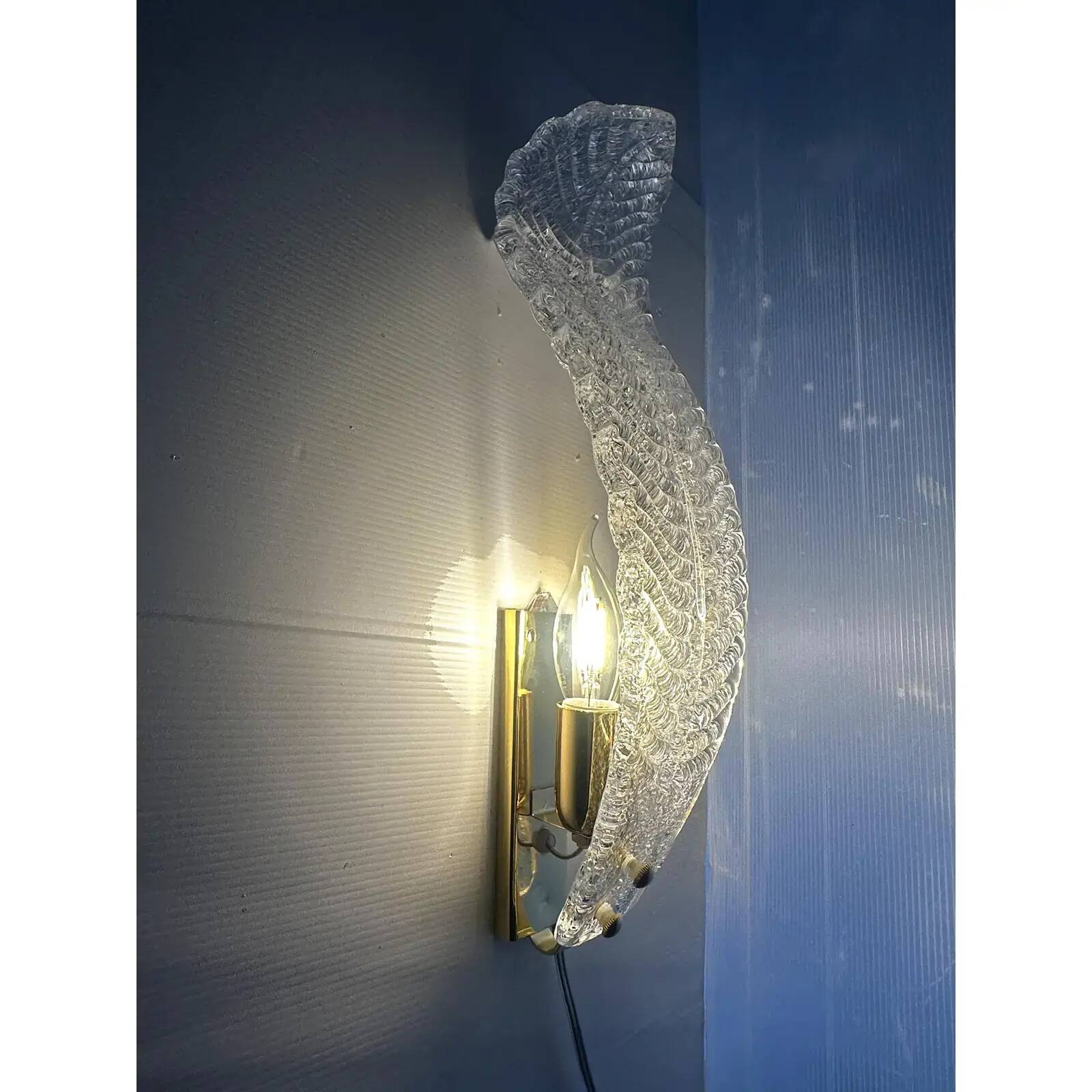 Luxury Italian Murano Glass Leaf Wall Lights – Venetian White, Pair