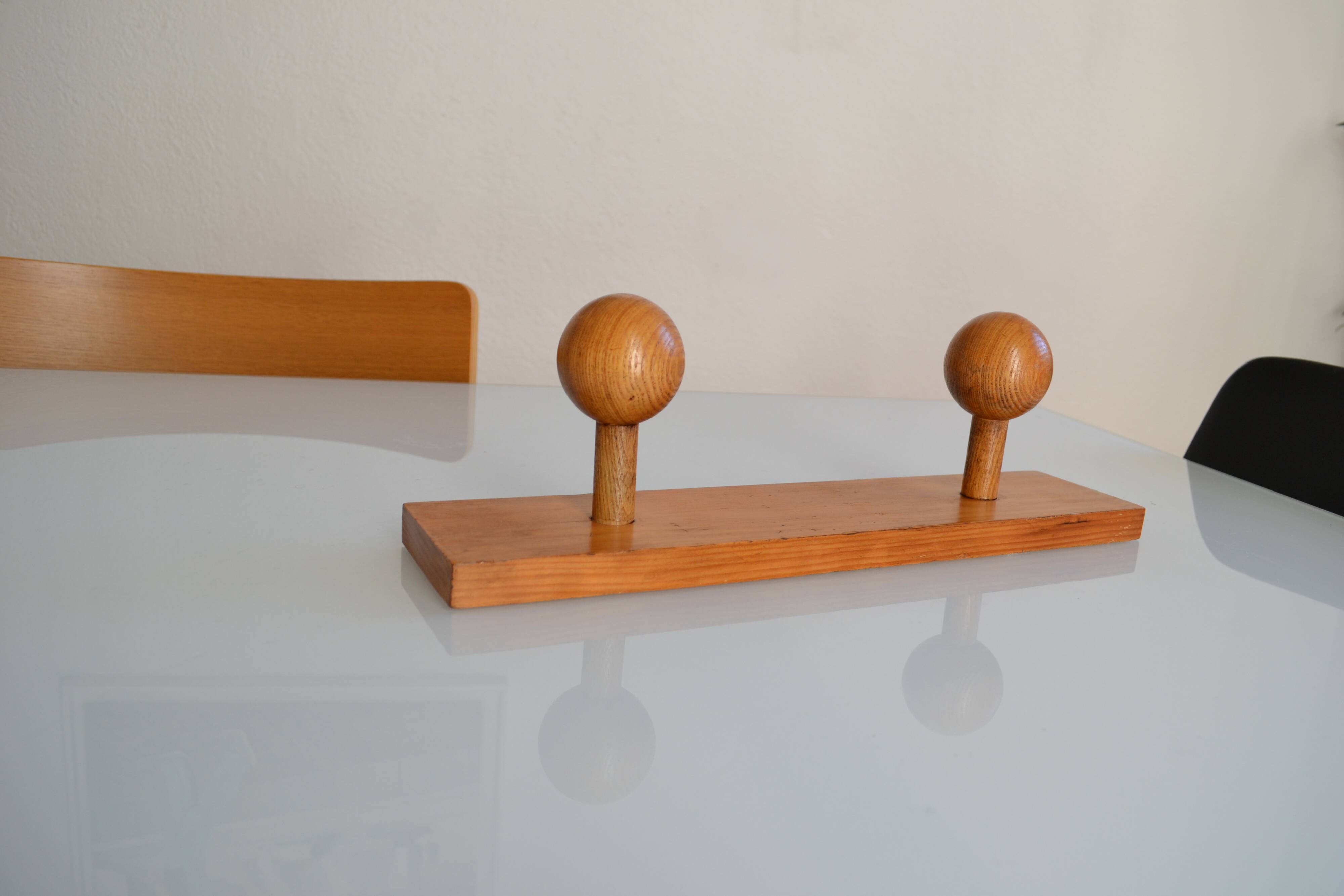 Double coat hook in wood, 1960s