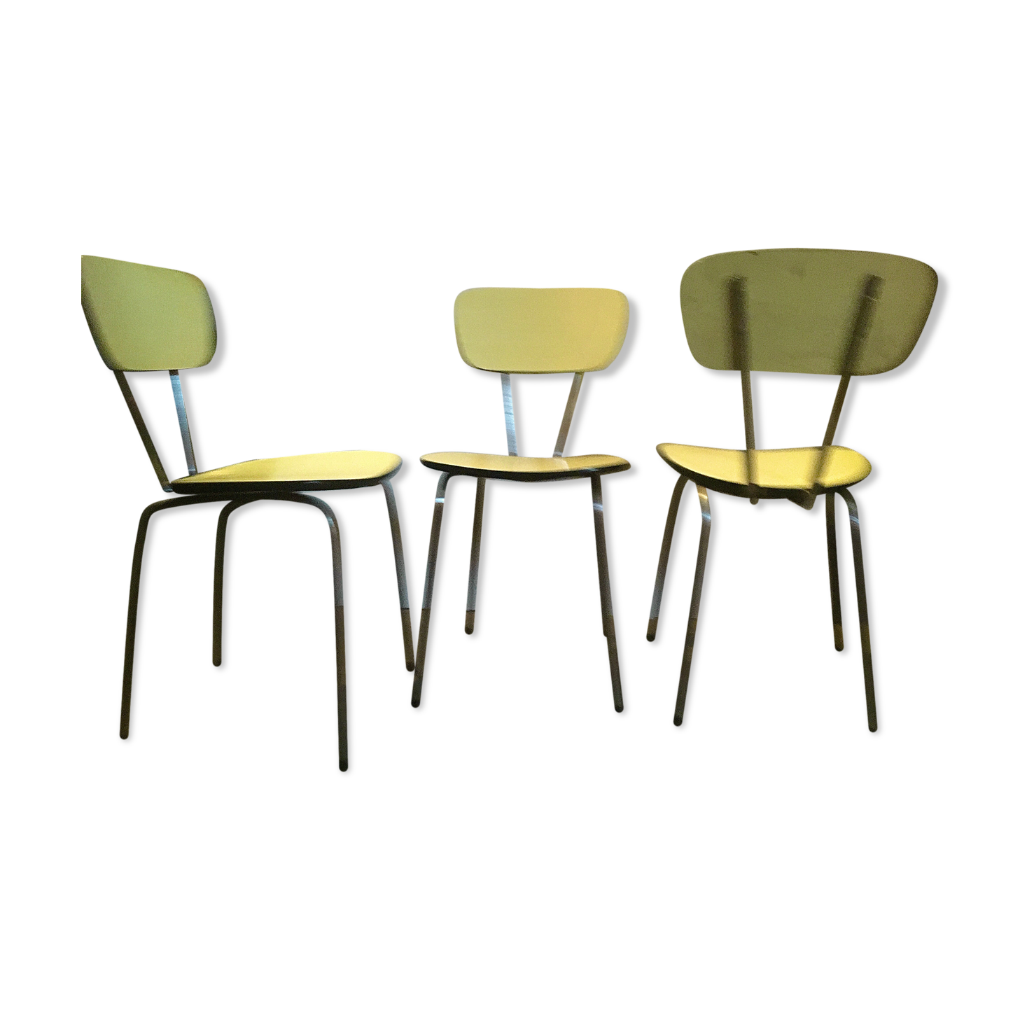 3 vintage yellow Formica chairs