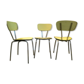 3 vintage yellow Formica chairs