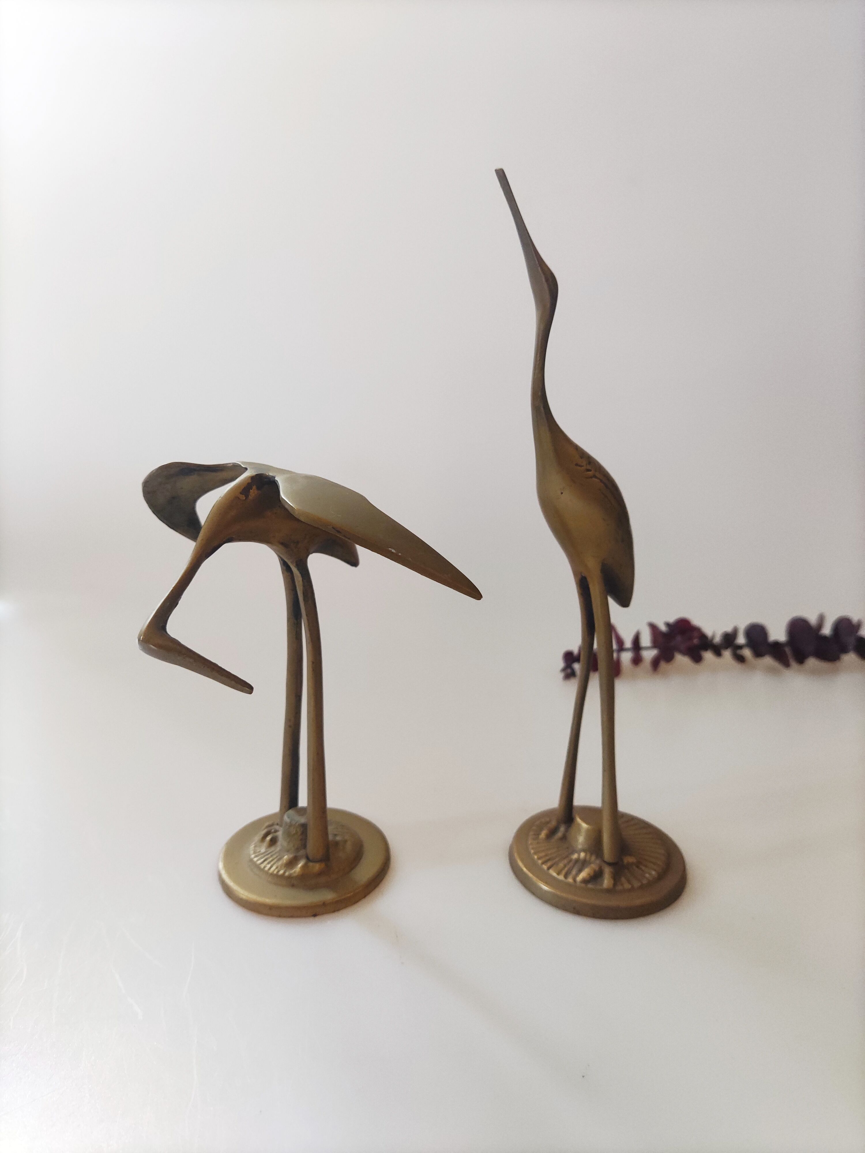 Brass heron pair