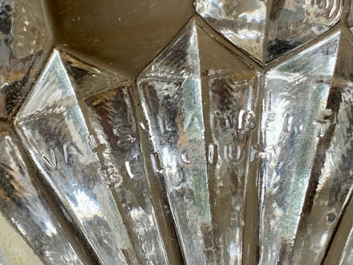 Art deco crystal blade base Val St Lambert Belgium glass & mirror