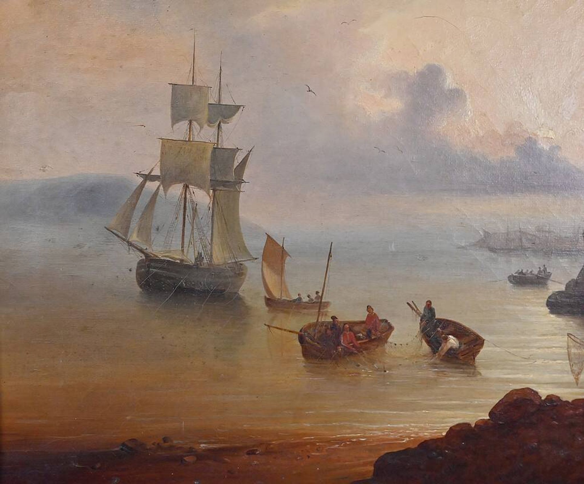 "Tableau 'Light on the Port', French school of the 19th century"