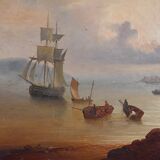 Tableau « Lumière sur le port », école française du XIXe