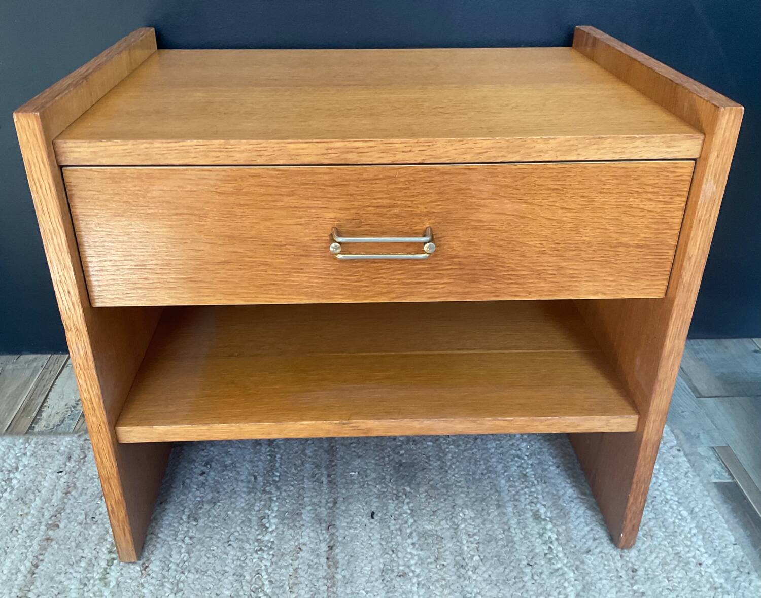 Vintage beech bedside table from the 1970s.