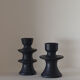Set of two candlesticks in black tadelakt