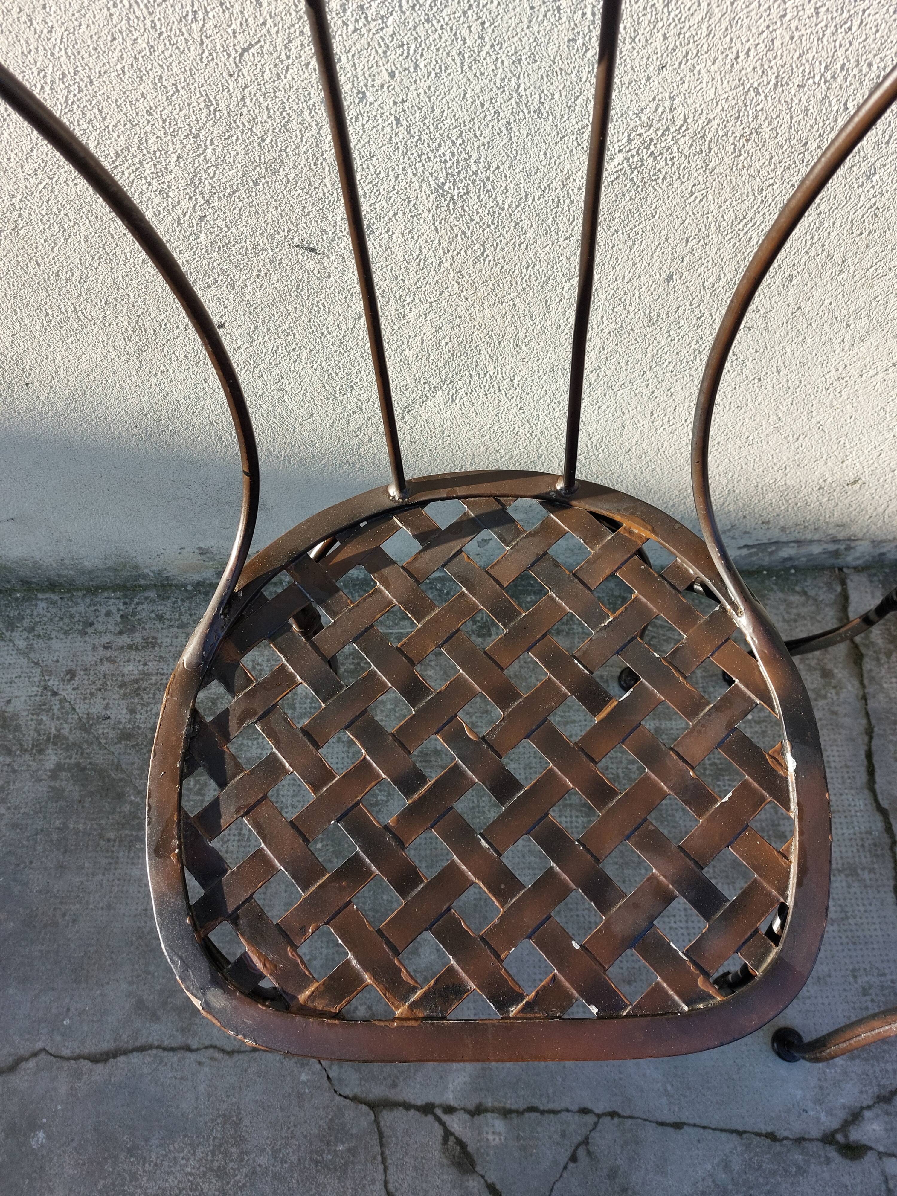 Série de 4 chaises de jardin en fer forgé