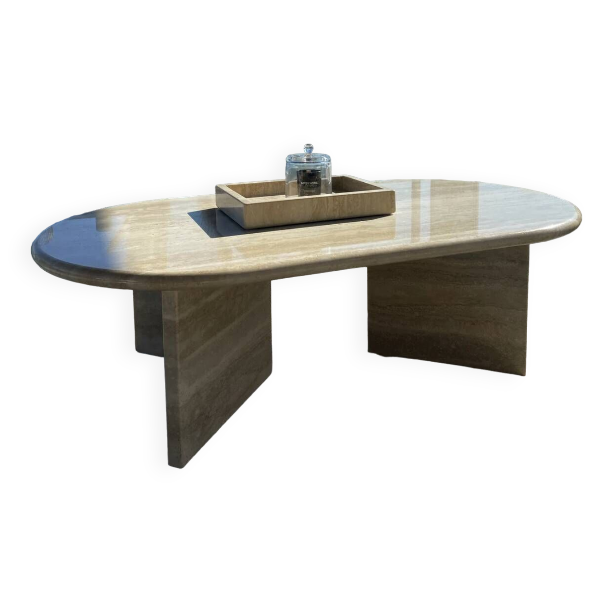 Table basse rectangle format oblong 100% Travertin Romain