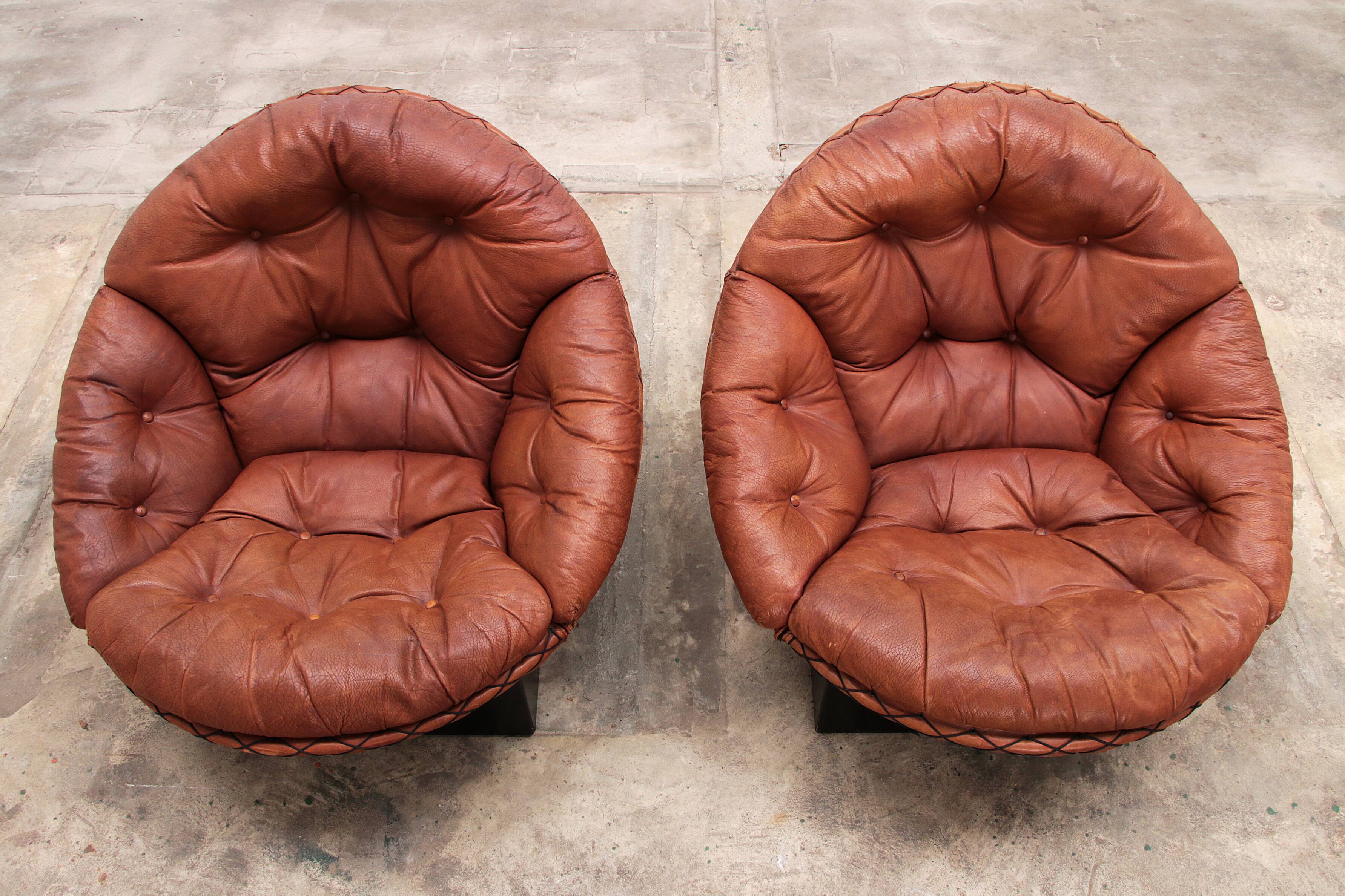 Lounge Set in Cognac color by Illum Wikkelsø for Ryesberg Møbler, 1970