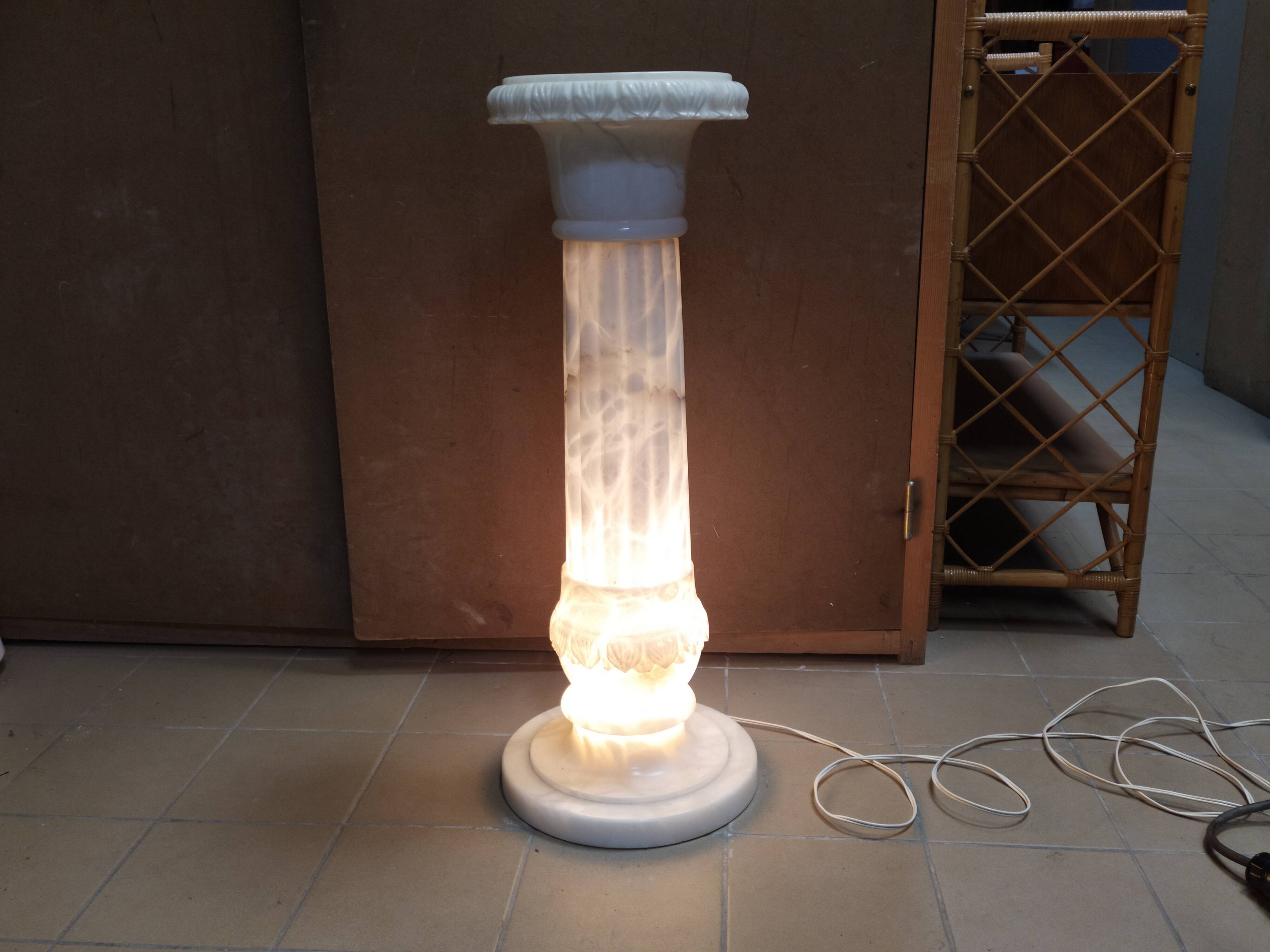 Alabaster lamp on its alabaster light column