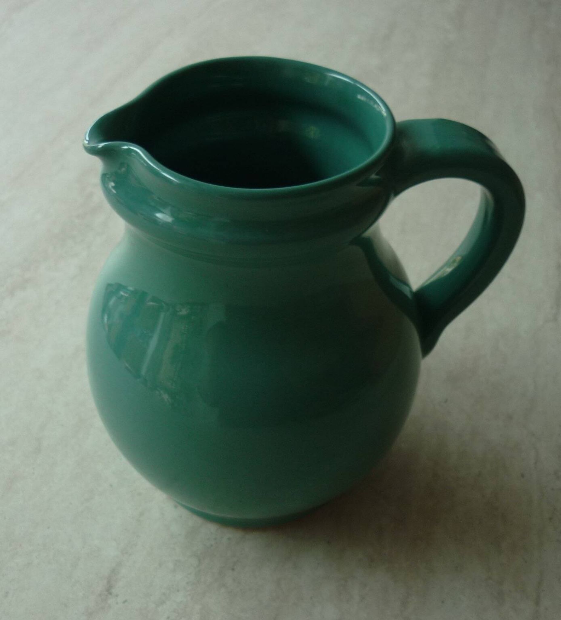 Green/duck blue ceramic milk jug