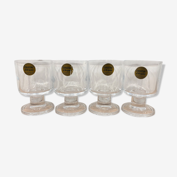 Set of 4 glasses with foot crystal of arques